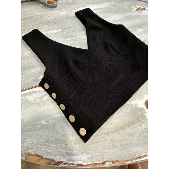 ANTHROPOLOGY Maeve Button-Side Crop Top V-Neck Sleeveless Black Size Small - Picture 7 of 15